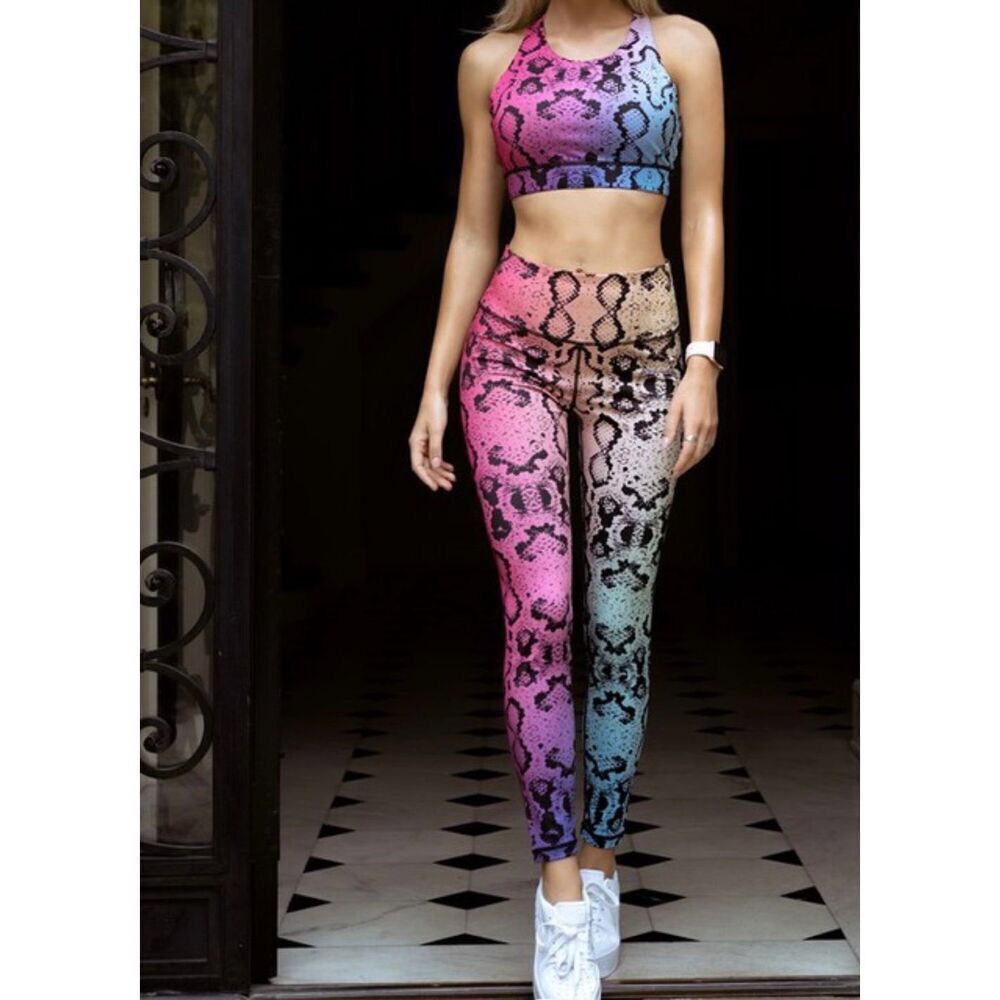 Yelete snake print leggings active set